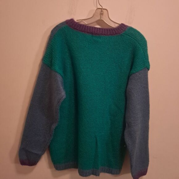IVY sweater women's large L argyle y2k 00s mohair colorful hippie colorblock - Picture 3 of 10